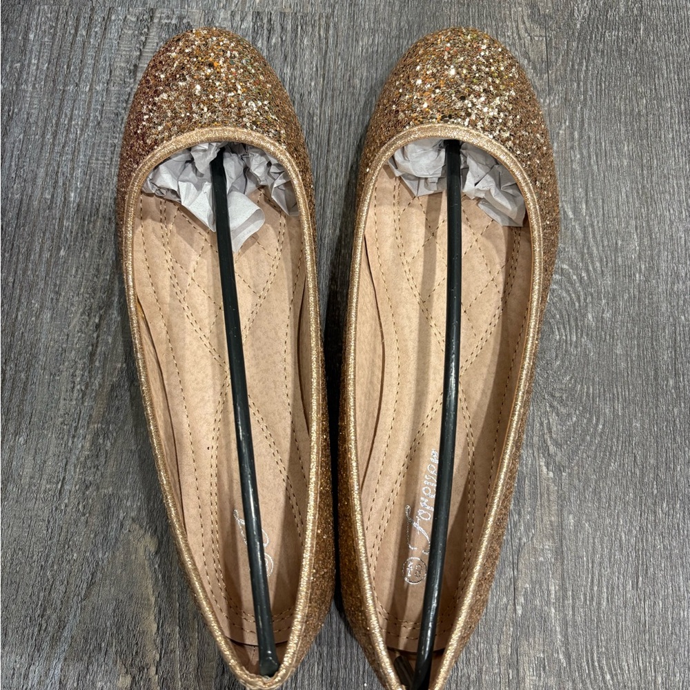 Sparkling Gold Glitter Flats